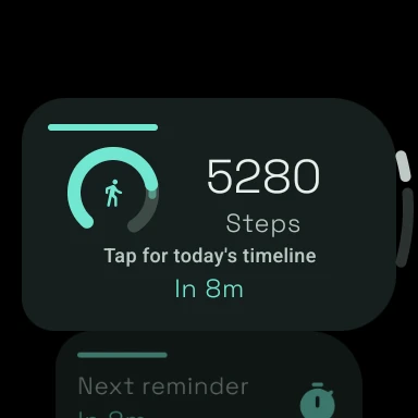 Move More Wear OS app showing today's steps and sitting time